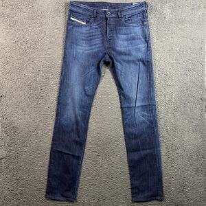 Diesel Jeans Mens 31x34 Blue Buster Regular Slim Tapered Fit Dark Wash Stretch